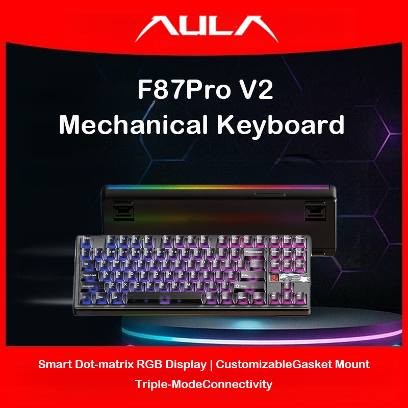 Gaming Keyboard Hot Swappable - AULA F87 Pro V2 Tri-mode 87