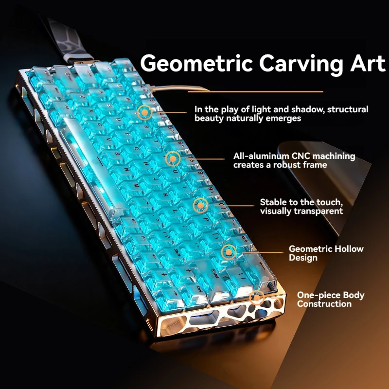 Gaming Keyboard Hot Swappable - IROK MG63 Dual-core 63 Keys Magnetic