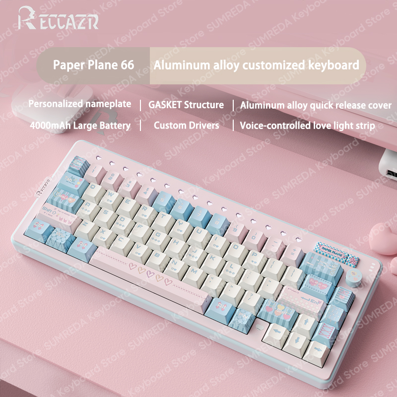 RECCAZR R66 Paper Plane66 Mech - Gaming Keyboard Hot Swappable review and price