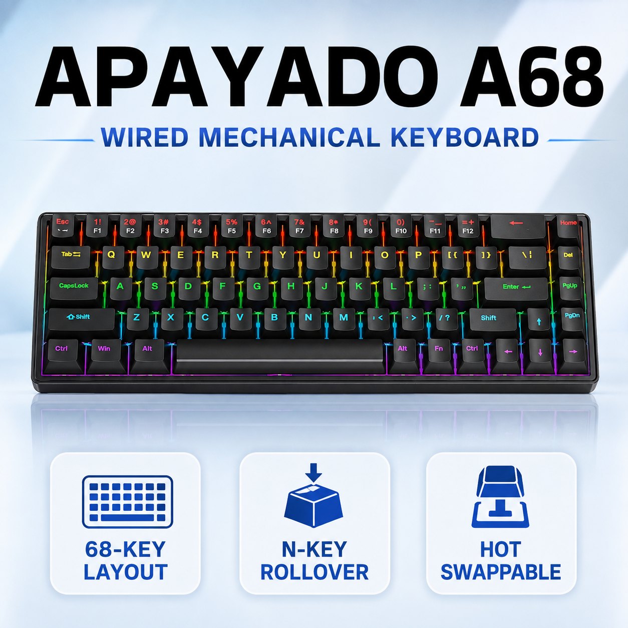 APAYADO A68 Wired Mechanical K - Keyboard Gaming Blue Switch review and price